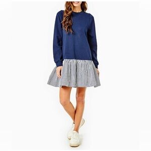 NWT Addison Bay Long Sleeve Crew Neck Dropwaist Swing‎ Sweatshirt Dress